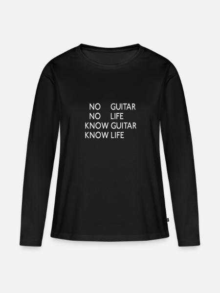 GUITAR - Frauen Premium Bio Langarmshirt - Schwarz
