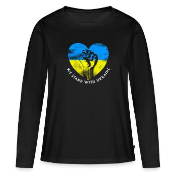 Ukraine - T-shirt manches longues Premium bio Femme - noir - Devant - Julia (174cm)