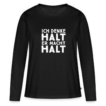 Ich denke halt Verliebte Paare Liebesbeweis - Frauen Premium Bio Langarmshirt - Schwarz - Vorne - Julia (174cm)