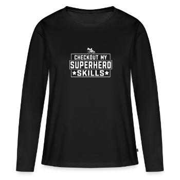 Accès en fauteuil roulant Handicap Checkout Mon super-héros - T-shirt manches longues Premium bio Femme - noir - Devant - Julia (174cm)