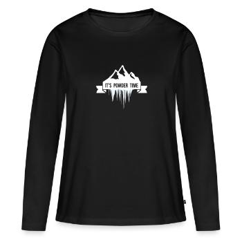 C’EST L’HEURE DE LA POUDREUSE - Ski Snowboard Freeride - T-shirt manches longues Premium bio Femme - noir - Devant - Julia (174cm)
