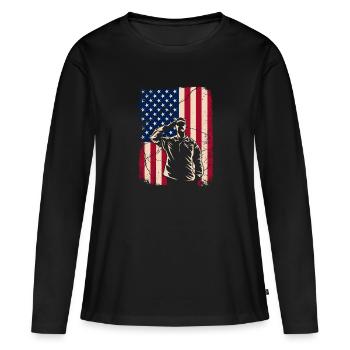 Veteran - Frauen Premium Bio Langarmshirt - Schwarz - Vorne - Julia (174cm)