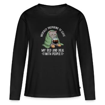 Mentally Preparing Cat - Women's Premium Organic Long Sleeve Shirt - black - Front - Julia (174cm)