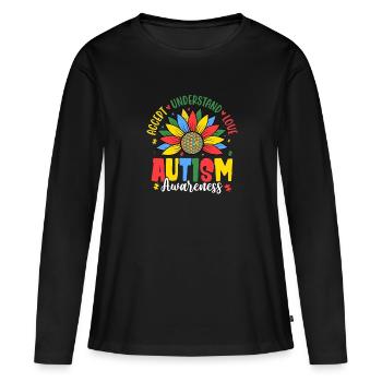 Sensibilisation à l’autisme - T-shirt manches longues Premium bio Femme - noir - Devant - Julia (174cm)