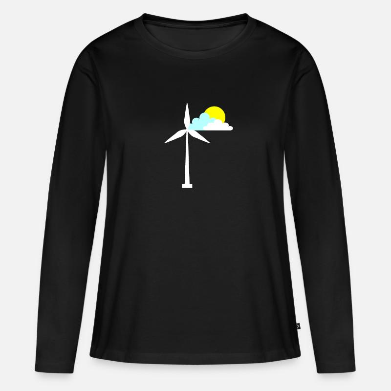 Windrad - Frauen Premium Bio Langarmshirt - Schwarz