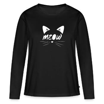 Katzengesicht - Frauen Premium Bio Langarmshirt - Schwarz - Vorne - Julia (174cm)