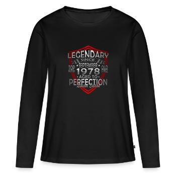 Septembre 1978 Anniversaire Septembre 1978 Septembre - T-shirt manches longues Premium bio Femme - noir - Devant - Julia (174cm)