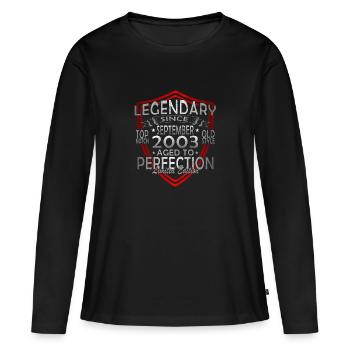 Septembre 2003 Anniversaire Septembre 2003 Septembre - T-shirt manches longues Premium bio Femme - noir - Devant - Julia (174cm)