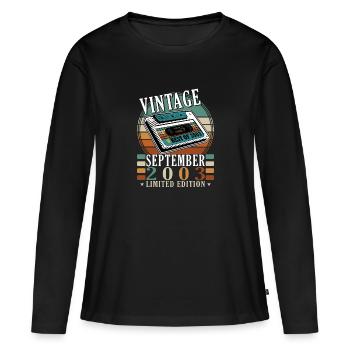Septembre 2003 Anniversaire Septembre 2003 Septembre - T-shirt manches longues Premium bio Femme - noir - Devant - Julia (174cm)