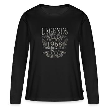 Octobre 1968 Anniversaire Octobre 1968 Octobre - T-shirt manches longues Premium bio Femme - noir - Devant - Julia (174cm)
