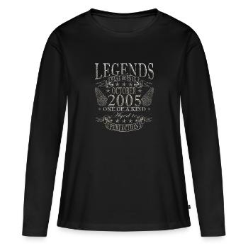 Octobre 2005 Anniversaire Octobre 2005 Octobre - T-shirt manches longues Premium bio Femme - noir - Devant - Julia (174cm)