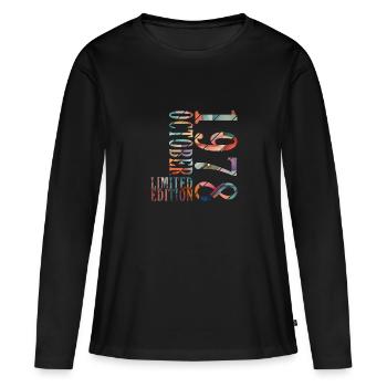 Octobre 1978 Anniversaire Octobre 1978 Octobre - T-shirt manches longues Premium bio Femme - noir - Devant - Julia (174cm)