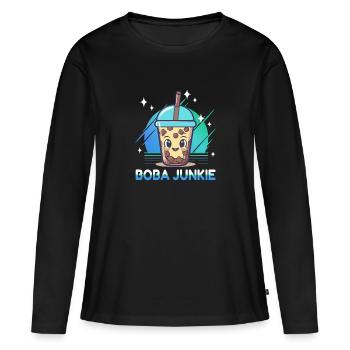 Boba Junkie Bubble Tea Junkie - T-shirt manches longues Premium bio Femme - noir - Devant - Julia (174cm)