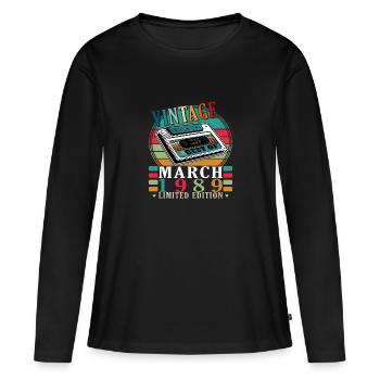 Mars 1989 Anniversaire Mars 1989 Mars - T-shirt manches longues Premium bio Femme - noir - Devant - Julia (174cm)