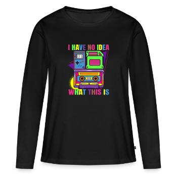 90s Kid Generation Game Boy - Frauen Premium Bio Langarmshirt - Schwarz - Vorne - Julia (174cm)