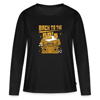 90iger Neunziger Jahrgang - Frauen Premium Bio Langarmshirt - Schwarz - Vorne - Julia (174cm)