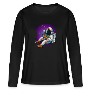 Astronaute, Système Solaire, Planètes, Glace, Boules De Glace - T-shirt manches longues Premium bio Femme - noir - Devant - Julia (174cm)