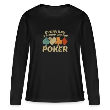Poker Sprüche - Poker Spruch pokern Kartenspiel - Frauen Premium Bio Langarmshirt - Schwarz - Vorne - Julia (174cm)