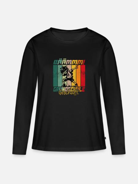 Grundschule Abschluss Grundschüler Abgänger Junge - Frauen Premium Bio Langarmshirt - Schwarz