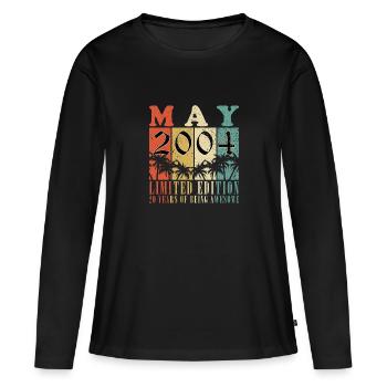 Mai 2004 Anniversaire Mai 2004 Cadeau Mai 2004 Mai - T-shirt manches longues Premium bio Femme - noir - Devant - Julia (174cm)