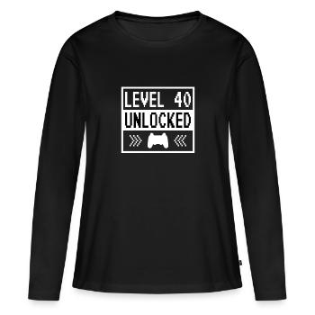 Niveau 40 débloqué - 40 ans de l’anniversaire du joueur - T-shirt manches longues Premium bio Femme - noir - Devant - Julia (174cm)