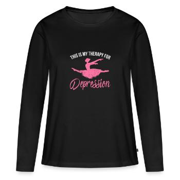 Danse-thérapie | Danseuse Danseuse Cours de danse - T-shirt manches longues Premium bio Femme - noir - Devant - Julia (174cm)