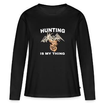 Hirsch Jagd Retro Rotwild Jäger Hirsche Jagen - Frauen Premium Bio Langarmshirt - Schwarz - Vorne - Julia (174cm)