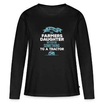 Mécanicien de tracteurs Mécanicien de machines agricoles - T-shirt manches longues Premium bio Femme - noir - Devant - Julia (174cm)