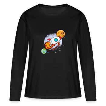 VOYAGE DANS L’ESPACE - T-shirt manches longues Premium bio Femme - noir - Devant - Julia (174cm)