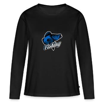 Pêche au sandre - T-shirt manches longues Premium bio Femme - noir - Devant - Julia (174cm)