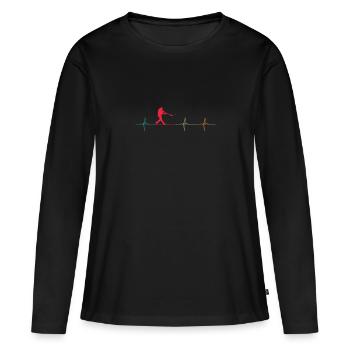 Baseball Baseball Battement de cœur - T-shirt manches longues Premium bio Femme - noir - Devant - Julia (174cm)