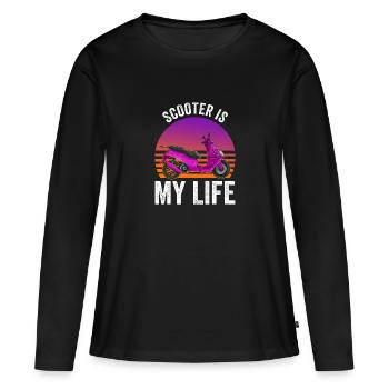 Motorroller Rollerfahrer Motorrad - Frauen Premium Bio Langarmshirt - Schwarz - Vorne - Julia (174cm)