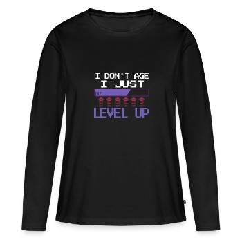 Joueur de niveau supérieur - T-shirt manches longues Premium bio Femme - noir - Devant - Julia (174cm)