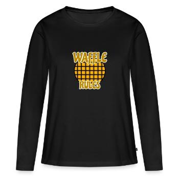 Gaufre - T-shirt manches longues Premium bio Femme - noir - Devant - Julia (174cm)