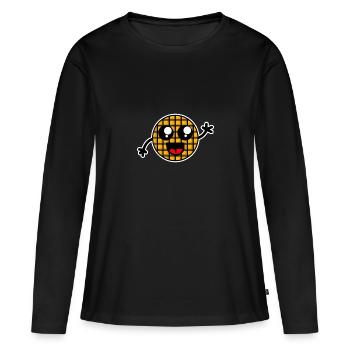 Gaufre / Conception de gaufres - T-shirt manches longues Premium bio Femme - noir - Devant - Julia (174cm)