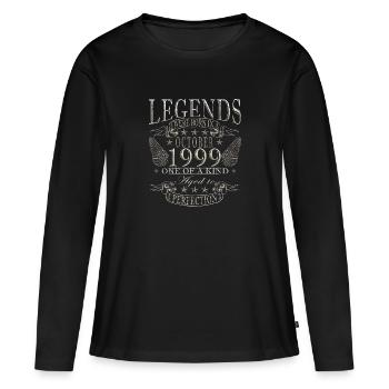 1999 Octobre 1999 Jubilé Octobre 1999 - T-shirt manches longues Premium bio Femme - noir - Devant - Julia (174cm)