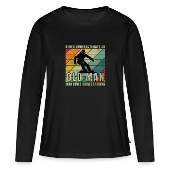 Ne jamais comprendre un vieil homme avec un snowboard - T-shirt manches longues Premium bio Femme - noir - Devant - Julia (174cm)