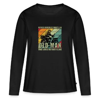 Ne jamais comprendre une moto de vieil homme - T-shirt manches longues Premium bio Femme - noir - Devant - Julia (174cm)