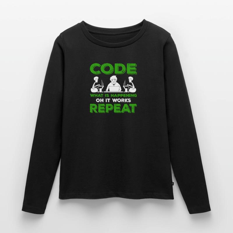 Programmeur Programmation Informatique Cadeau Routine T-shirt manches longues Premium bio Femme