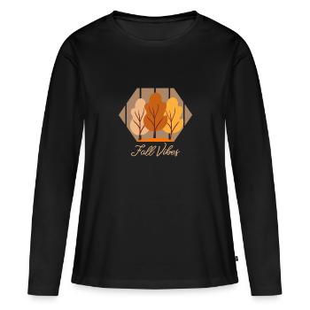 Automne - T-shirt manches longues Premium bio Femme - noir - Devant - Julia (174cm)