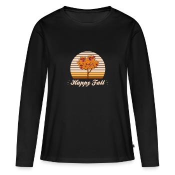 Automne - T-shirt manches longues Premium bio Femme - noir - Devant - Julia (174cm)