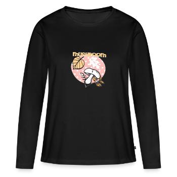 Pilze Herbst Laub Cottage Core - Frauen Premium Bio Langarmshirt - Schwarz - Vorne - Julia (174cm)