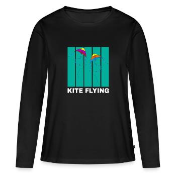 Drachenfliegen Spruch Drachensteigen Geschenk - Frauen Premium Bio Langarmshirt - Schwarz - Vorne - Julia (174cm)