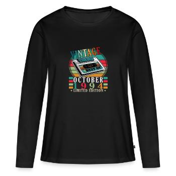 1994 Oktober 1994 Geburtstag Oktober 1994 - Frauen Premium Bio Langarmshirt - Schwarz - Vorne - Julia (174cm)