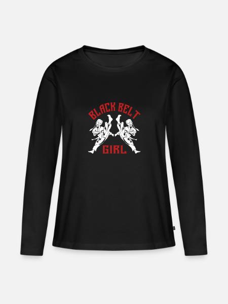 Schwarzer Gürtel Kampfsport - Frauen Premium Bio Langarmshirt - Schwarz