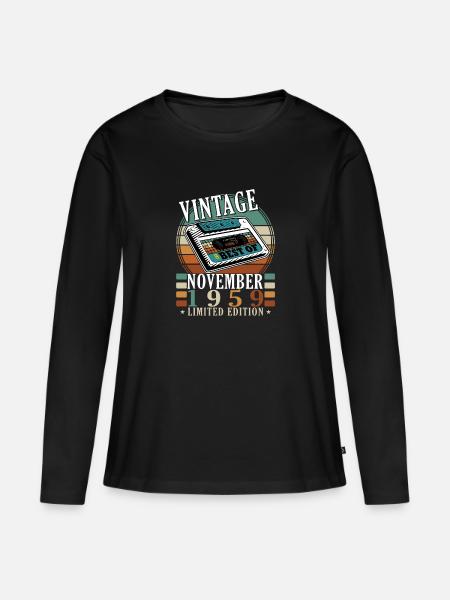 November 1959 Geburtstagsgeschenk November 1959 - Frauen Premium Bio Langarmshirt - Schwarz
