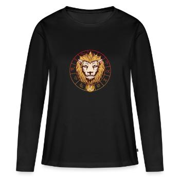 Lion - Horoscope du Lion - T-shirt manches longues Premium bio Femme - noir - Devant - Julia (174cm)