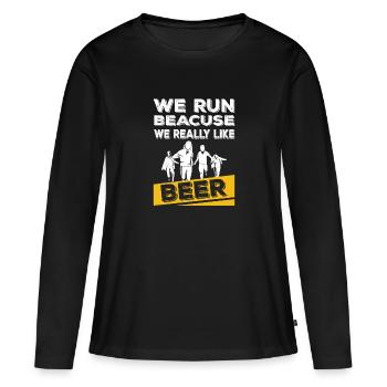 Ich mag Bier - Frauen Premium Bio Langarmshirt - Schwarz - Vorne - Julia (174cm)