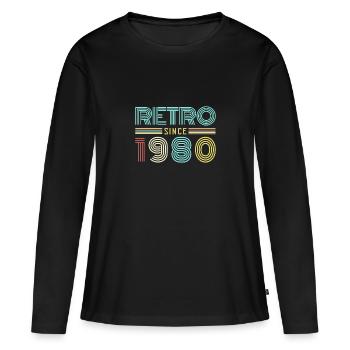 seit 1980 - Frauen Premium Bio Langarmshirt - Schwarz - Vorne - Julia (174cm)