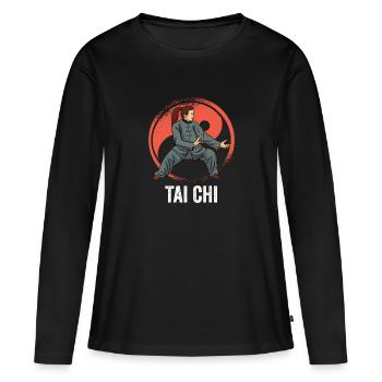 Tai chi - T-shirt manches longues Premium bio Femme - noir - Devant - Julia (174cm)